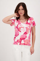 FLORAL PATTERN T SHIRT WITH LETTERING