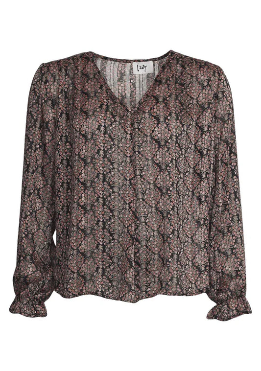 Pink And Black print Delta Top