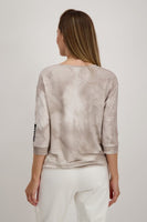 Sand Jersey Top With Animal Print