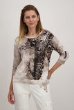 Sand Jersey Top With Animal Print