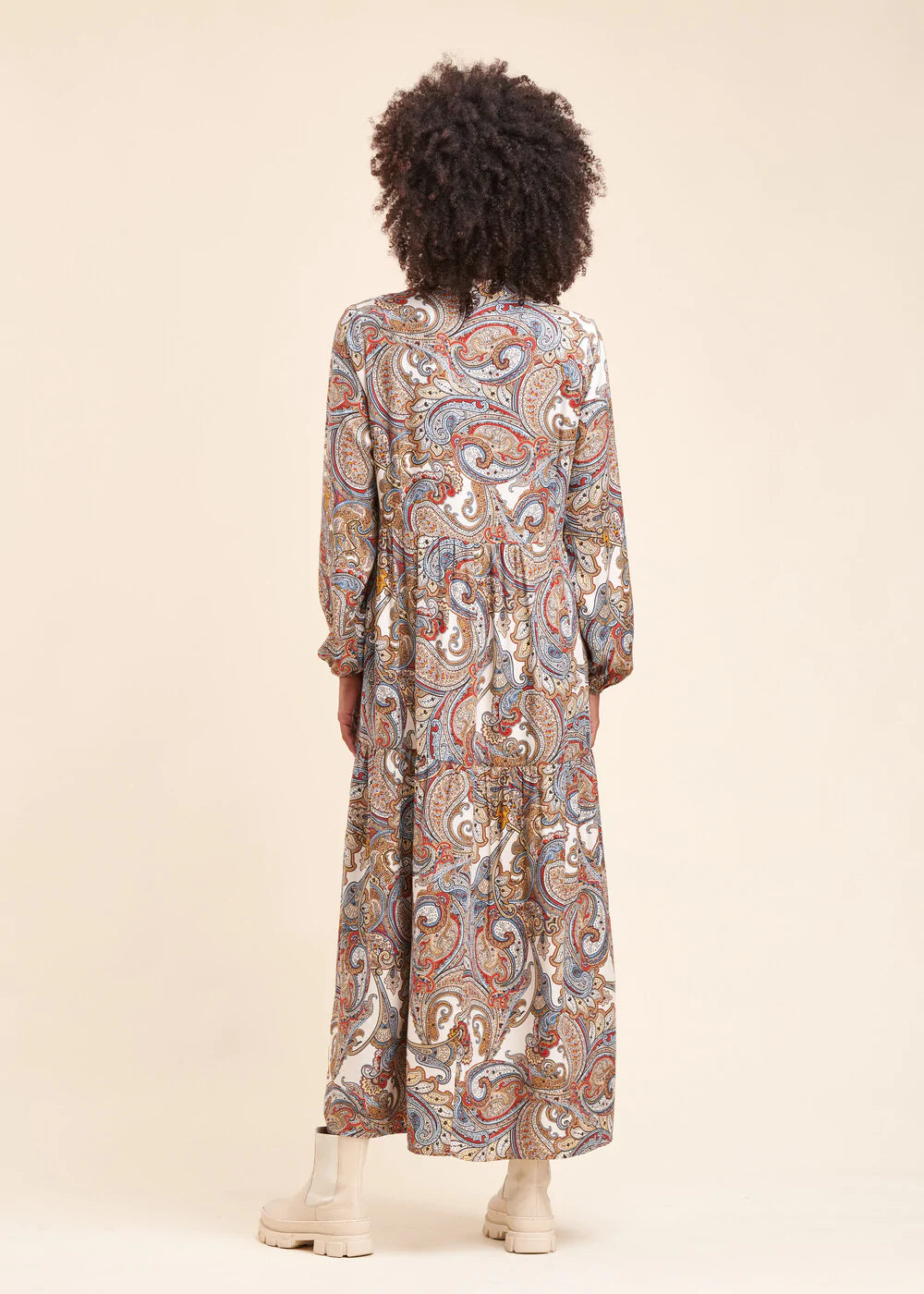 Blue And Red Dress With Paisley Print