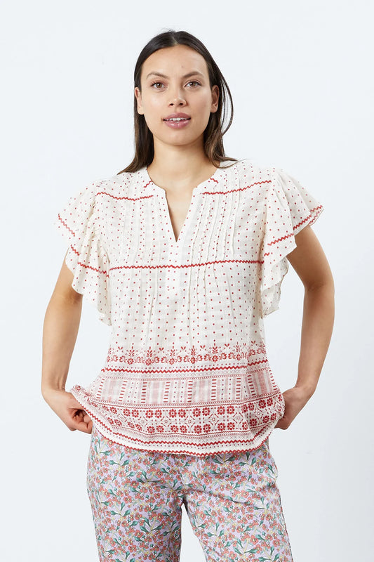 Isabele Crem Top With Polka Dot Print