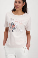 Beige T-Shirt With Printed Ladies