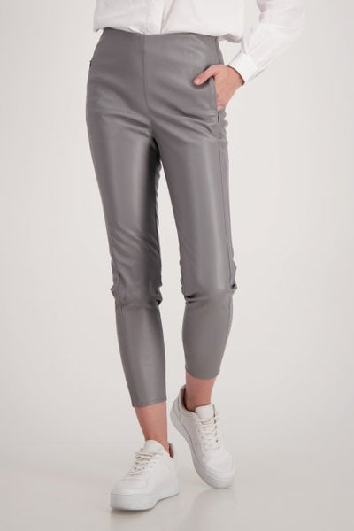 Grey Leather Look Pants