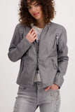 Grey Leather Look Jacket