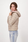 LIGHT QUILTED JACKET WITH HOOD Color: beige, taupe