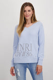 Blue Knit Jumper With Sparkly Print