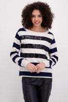 Beige And Navy Stripe Sweatshirt