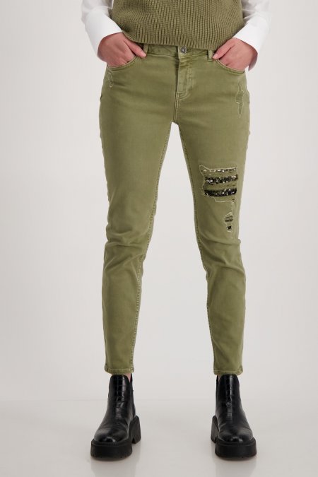 Khaki Jeans with Sequins