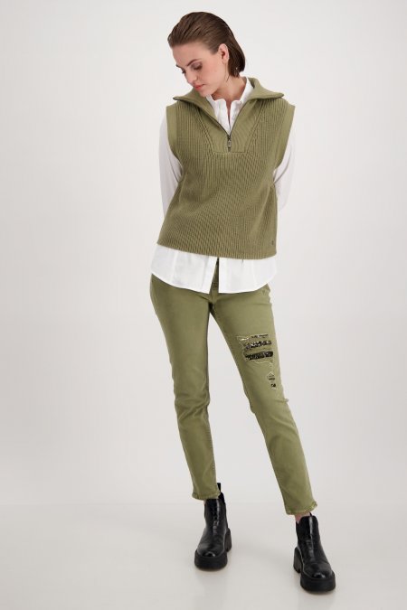 Khaki Jeans with Sequins