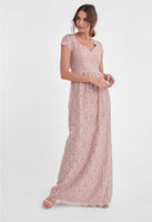 Kayla Blush Pink Lace long Dress