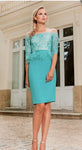 Aqua Dress With Lace Overlay