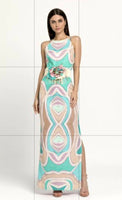 Multicolour Maxi Dress With Belt Detail