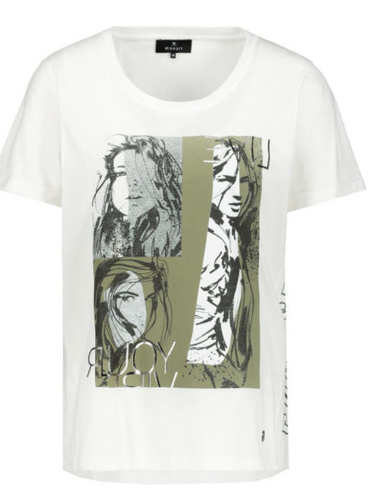 Khaki & White Rhinestone Print T-Shirt