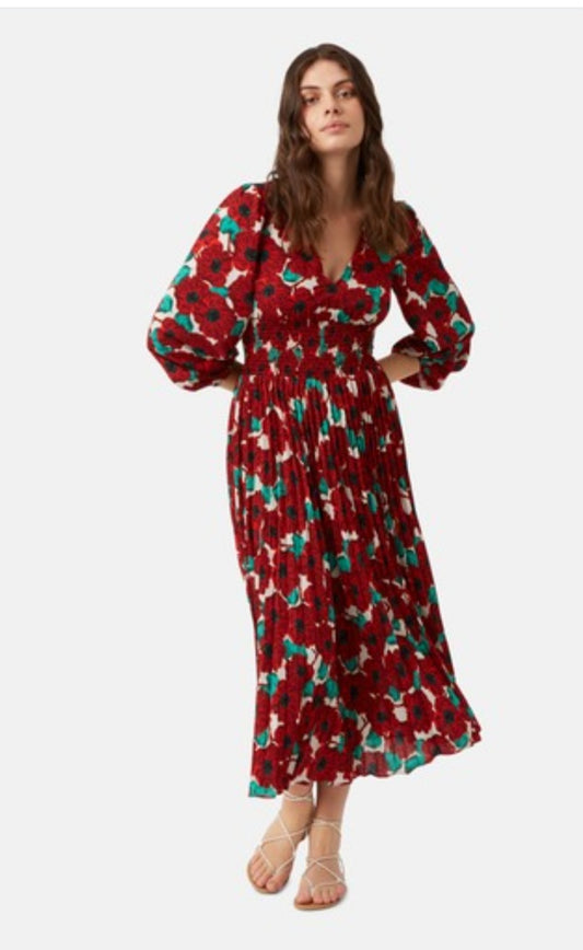 Aurora Red Printed Midi Dress