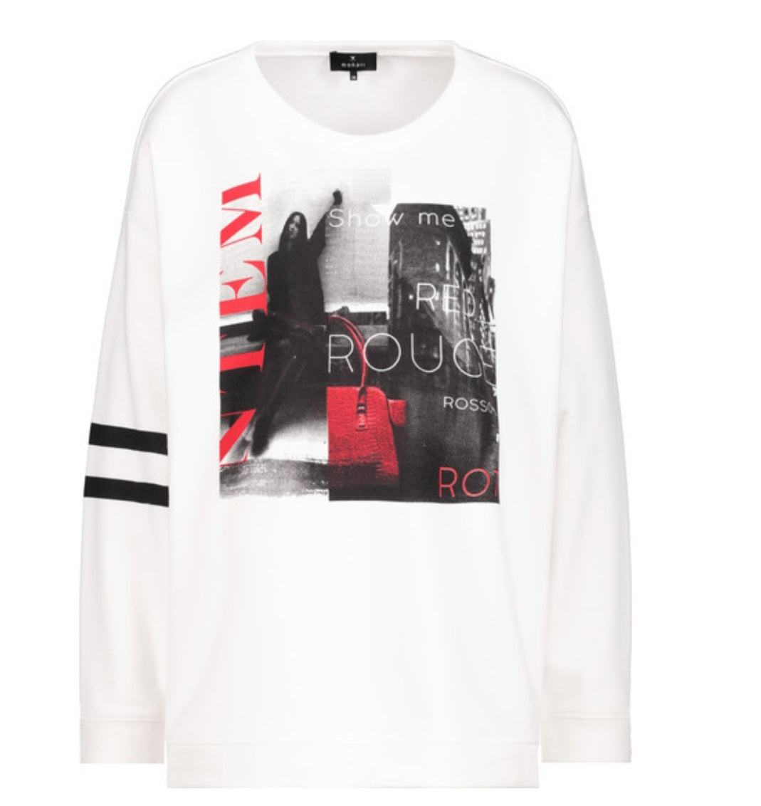 Ivory & Red Printed Top