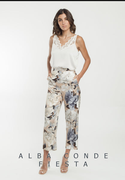 Champagne & Blue Floral Trousers