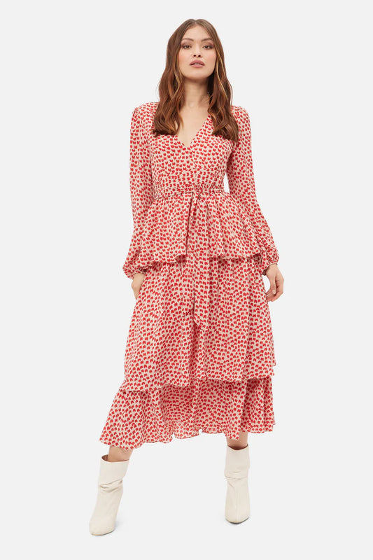 Martina Red Printed Dress