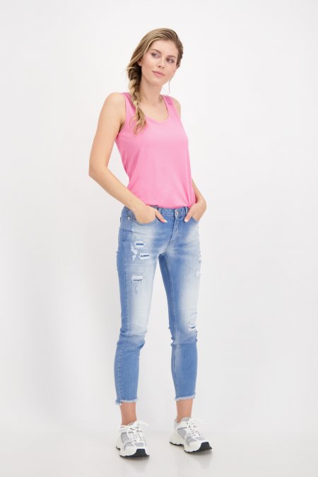 Pink Tank Top With Rhinestones