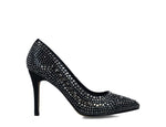 Black Sparkly Pointed Toe High Heel