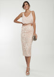 Nude Lace Pencil Skirt