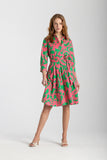 Pink And Green Flower Shirt Style Drees