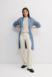 Blue And Camel Knit Long Cardigan
