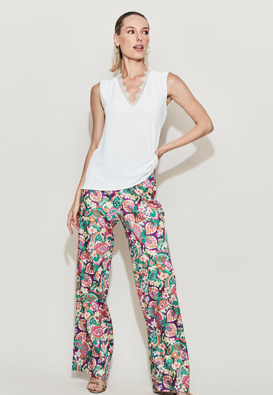 Pink And Green Flower Trousers