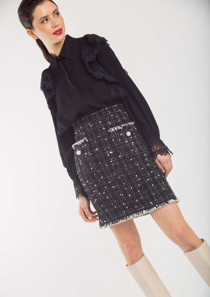 Black & Cream Pearl Skirt – Style Kloset Boutique Galway