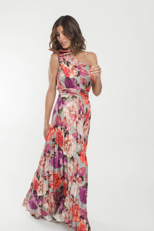 Romantic Long Pleated Floral Dress